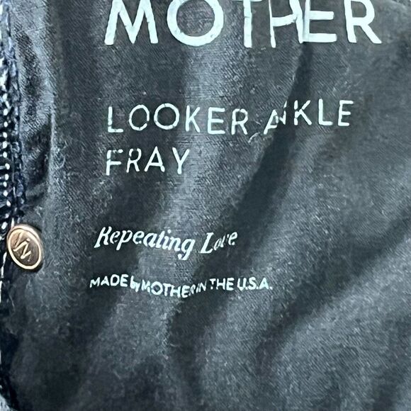 Mother Looker Ankle Fray Jeans Repeating Love Women’s Size 26 Raw Hem - Picture 9 of 15